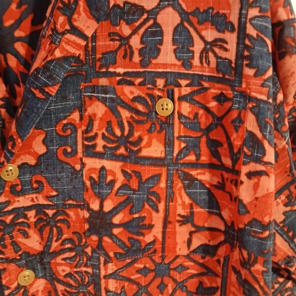 Volcom Men's Short Sleeve Button Up Orange Blue SZ M EUC - Picture 2 of 8